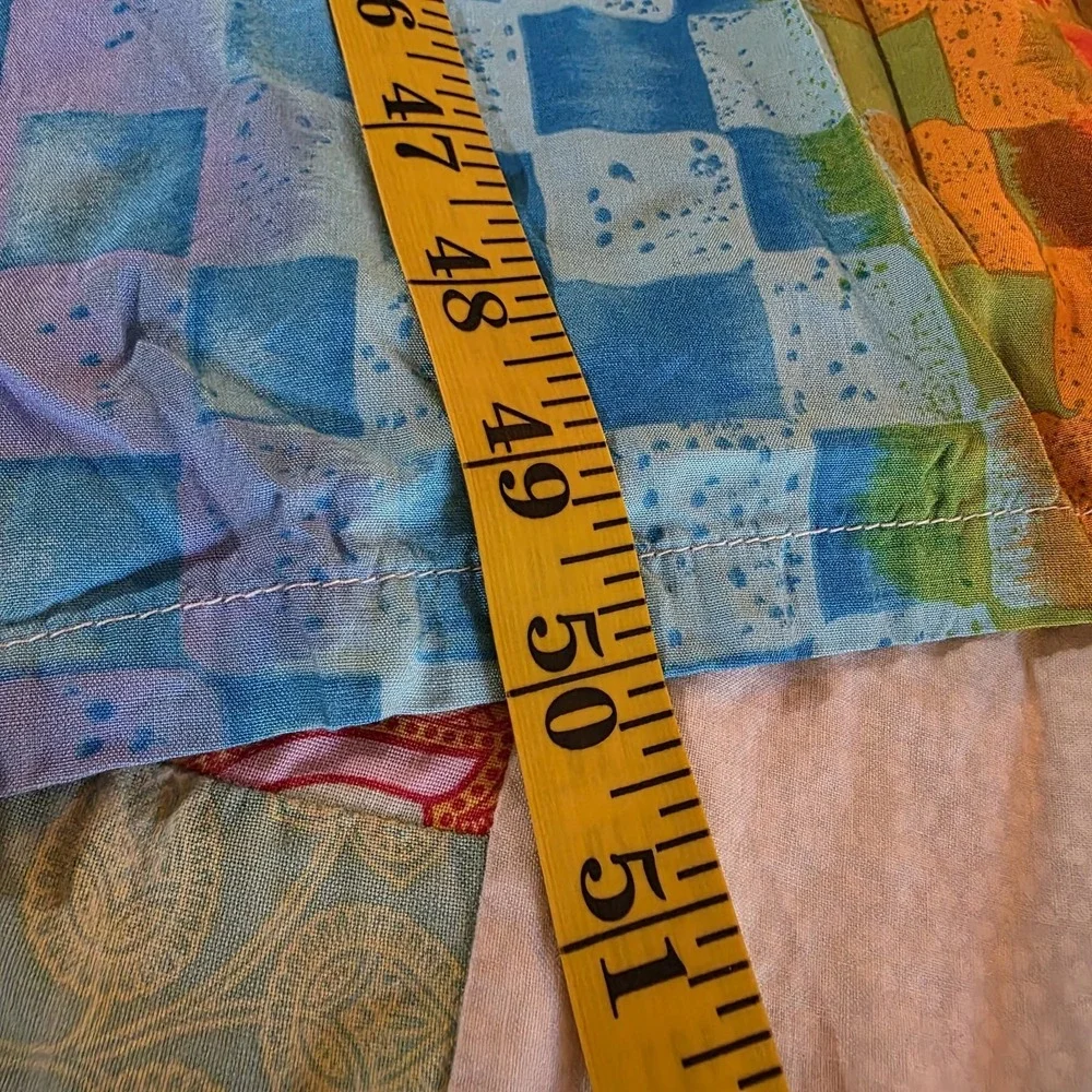 VTG‎ George Miko 2 Bali Emerald Patchwork Dress Rayon Batik Art To Wear Boho LG
